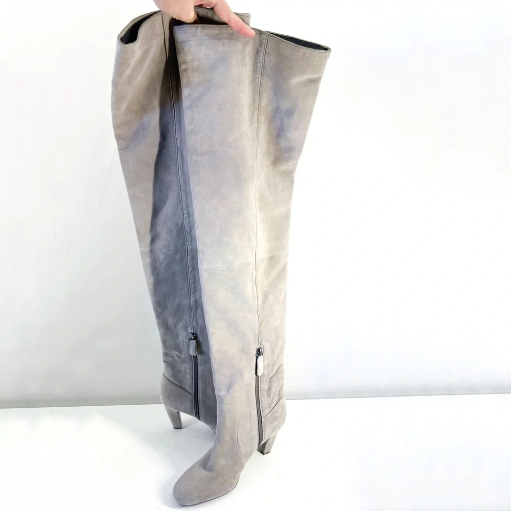 Reiss Raquel Taupe Suede Over The Knee Boots Size 7.5